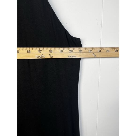 Chicos Asymmetric Hem Crochet Neckline Maxi Dress Black Stretch Size 3/US XL - Picture 5 of 10